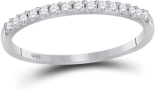 14k White Gold Round Cut Diamond Ladies Womens Channel Set Wedding or Anniversary 2mm Ring Band (.15 cttw)
