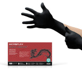 Microflex Black Dragon BD-100L 6mil Disposable Latex Gloves w/Full Texture for Food Processing by Ansell – Small, Latex, Black, Pack of 100, Model BD100L