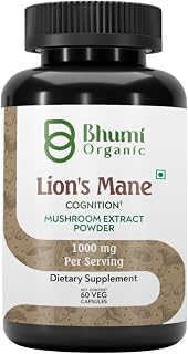 Lions Mane Mushroom Cognition (60 Capsules) Lions Mane Mushroom Powder Extract Capsules | Brain Supplement, Brain Vitamins, Focus Supplement
