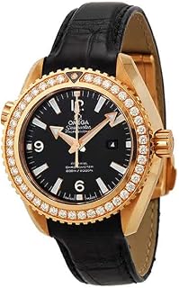 Omega Seamaster Planet Ocean 18kt Rose Gold Diamond Black Leather Ladies Watch 232.58.38.20.01.001