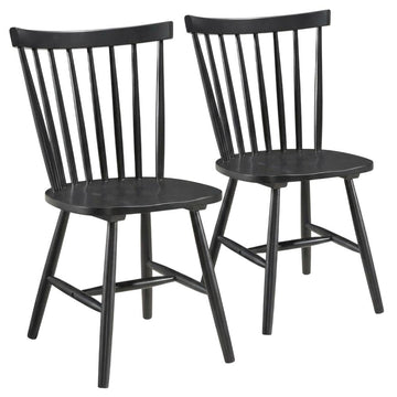 Wooden Windsor Dining Side Chair Set of by Furnifact – Wood, Black, Pack of 2