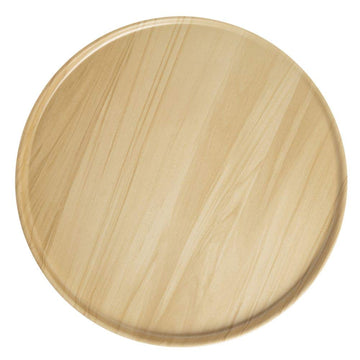 White with Light Wood Melamine Platter - 13" Dia by HUBERT – Large, Melamine, White, Model H0287-WHITE