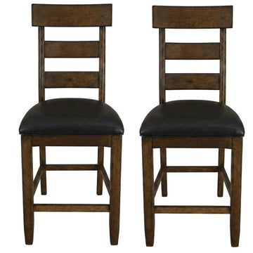 Brown Ozark Ladderback Counter Chair by Starlight Canyon Home – Solid Mango, Brown, Pack of 2