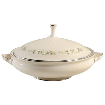 Brookdale Round Covered Vegetable Bowl by Lenox – 32 ounces, Ceramic, Yellow,White