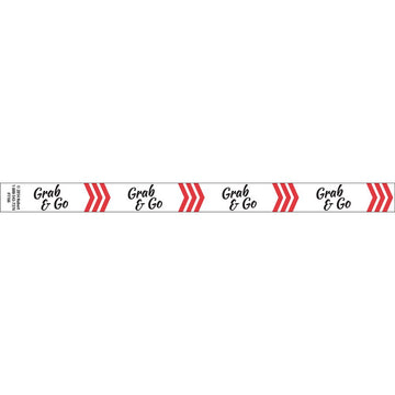 Grab N Go Tamper Evident Tape for Deli Containers Merchandising Food Tape Red Chevron - 1"W x 500 ft Roll by HUBERT – Plastic, Clear, Model 64953