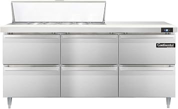 DL72-12-D Designer Line Sandwich Unit, 72" W, With 12 Pan Top Openings & Four Drawers