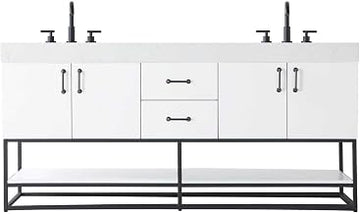 Elegant Kitchen and Bath 72" Double Bathroom Vanity in White