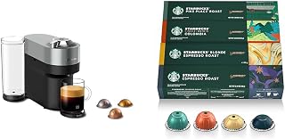 Nespresso Vertuo Pop+ Deluxe Coffee and Espresso Maker by Breville, Titan + Starbucks Capsules