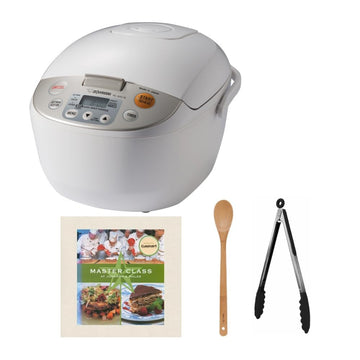 10-Cup Micom Rice Cooker Bundle (Beige) by Zojirushi – 10.0 cups, Stainless Steel, Beige, Model NLAAC18_K2