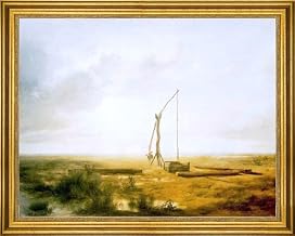Art Oyster The Elder Karoly Marko View of the Great Hungarian Plain with Draw Well - 21" x 28" Premium Canvas Print with Gold Frame