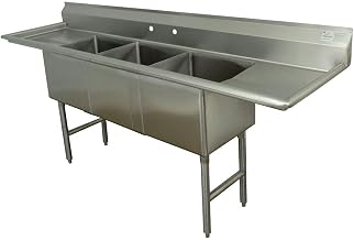 Advance Tabco FC-3-2424-24RL-X Fabricated 3 Bowl Sink,(2) Drainboards