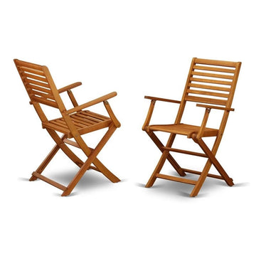 Beasley Folding Patio Dining Chairs With Arm Rest - Acacia Wood by East West Furniture – Set of 2, Wood, Natural Oil, Pack of 2, Model BBSCANA