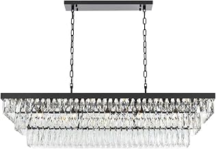 Elegant Lighting Josephine 48" Rectangular Chandelier in Black