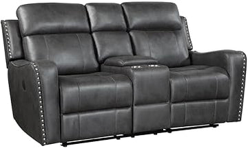 Lexicon Kellen Microfiber Power Double Reclining Love Seat in Smoky Gray