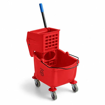 Commercial Mop Bucket with Side Press Wringer by Glownary – 26.0 quarts, Plastic, Red, Model 274mbckt26rd