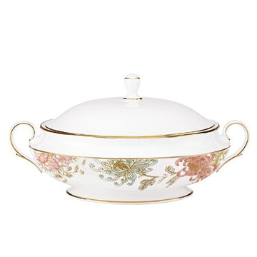 Painted Camellia Covered Vegetable Bowl by Lenox – 4.90 LB, 64 ounces, BONE CHINA, Multicolor, Model 828880