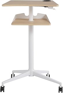 Safco 1944NA VUM Pneumatic Height-Adjustable Stand-Up Mobile Laptop Computer Workstation, Mobile Computer Cart, 22.875" D x 30.75" W x 48.25" H