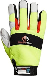Superior Glove Clutch Gear MXGKGHV/L MXGKGHV High Visibility Gloves, Uncoated Coating, Elastic Wrist Cuff, Resists: Cut, Puncture, ANSI Cut-Resistance Level: ANSI A5, ANSI Puncture-Resistance Level: Level 4