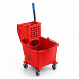 Commercial Mop Bucket with Side Press Wringer by Glownary – 35.0 quarts, Plastic, Black, Model 274mopbcktrd
