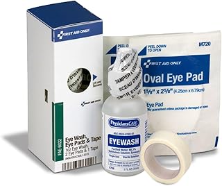 First Aid Only 4-Piece Eye Wash Kit with Oval Eye Pads, First Aid Tape & Emergency Eye Rinse
