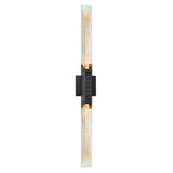 Petra Integrated LED 36in Sand Black Indoor-Outdoor Wall Light with Handcrafted Glass for Bedroom by CWI Lighting – Metal, Sand Black, Model 1723W36-2-101-A