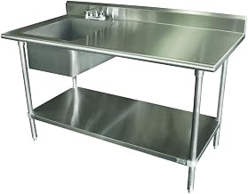 Advance Tabco KLAG-11B-306L Work Table with Prep Sink, 72" W x 30" D with 16" W x 20" Front to Back x 12" Deep Sink Bowl on Left
