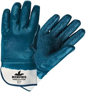MCR Safety 9761R Predator, Blue Medium Protective Glove, Fully Coated Rough Nitrile Safety Cuff