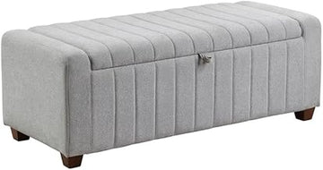 Lexicon Derby Boucle Lift Top Storage Bench in Gray