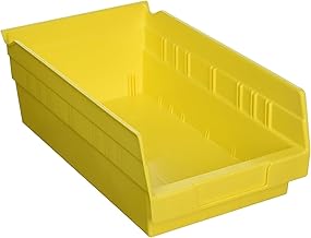 Akro-Mils 30130 Heavy Duty Plastic Shelf Bins, 12"x 6.5"x 4", Yellow, 12-Pk | Heavy Duty Nesting Storage Bins for Garage, Closet, Refrigerator, Kitchen, Cabinet, Drawer Organization, Pantry Organization