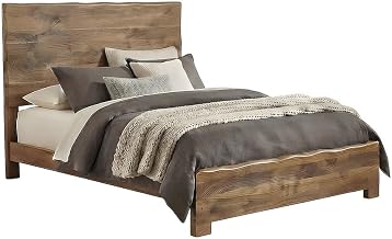 Starlight Canyon Home Solid Acacia Wood Panel Bed with Live Edge Headboard and Footboard, Rustic King Bed Frame for Master Bedroom Suite