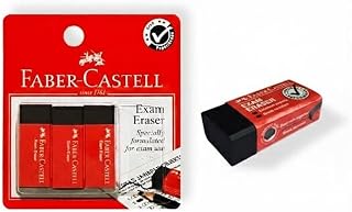 Faber-Castell Exam Eraser Slim – Dust-Free Erasing, Comfort Chamfered Edges – Pack of 3 – Clean & Smear-Free Precision Stationery for School, Office & Exam Use
