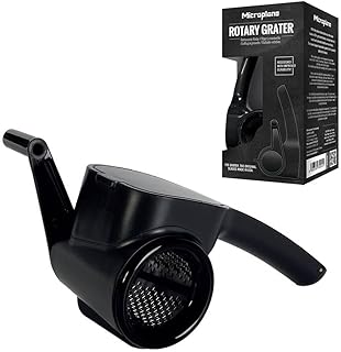 Microplane Professional Handheld Rotary Cheese Grater in Black - Easy-to-Clean, Large Capacity, Ergonomic Design for Left & Right-Handed Use, Perfect for Hard Cheese, Chocolate, Nuts, Vegetables