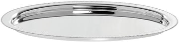 HUBERT Serving Tray with Beaded Edge Stainless Steel Oval - 20" L x 14" W x 3/4" H