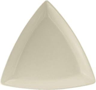 Tuxton China BEZ-0908 Plate, 9", Triangular, Rolled Edge, Microwave and Dishwasher Safe, Oven Proof, Fully Vitrified, Ceramic, DuraTux, American White/Eggshell, Pack of 12