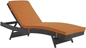 Brown Patio Chaise Lounge with Cushioned Seating, 78.5 Inch Length, All-Weather Outdoor Reclining Chair for Poolside Deck Backyard