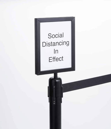 Retractable Barrier System Sign by American Metalcraft – Stainless Steel, Black, Model RBSIGNBL
