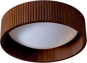 Tambo 14" Flush Mount Ceiling Light - Glass Diffuser, Weathered Brass, Dark Walnut, Dimmable