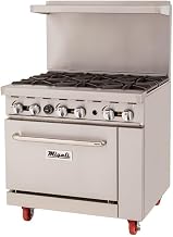 Migali C-RO6B-LP 36" Liquid Propane 6 Burner Range with Oven 165,000 BTU - CSA Certified Stainless Steel Exterior - Ideal for Commercial Kitchens