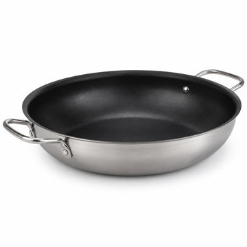 SS1 Series 12-Inch Stainless Steel Non-Stick Fry Pan with Aluminum-Clad Bottom by Glownary – 12 Inch, 10.25 liters, Stainless Steel, Silver, Model 473ssfry12xd