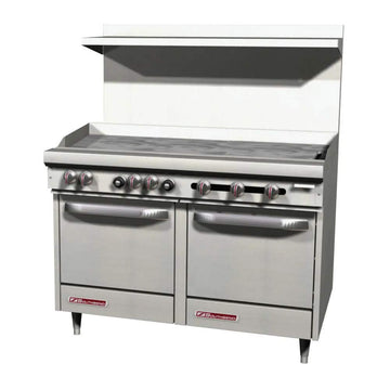 Southbend S-Series 48" Gas Restaurant Range w/ 48" Griddle & (2) Space Saver Ovens by South Bend – Stainless Steel, Model S48EE-4G
