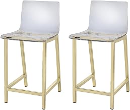 Pure Decor 24" Acrylic Metal Counter Stools in Gold (Set of 2)