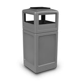 38-Gallon Square Waste Container with Ashtray Dome Lid Color: Gray by Commercial Zone – 6 inches x 6 inches x 13 inches, 42.0 gallons, Polyethylene, Gray, Pack of 2