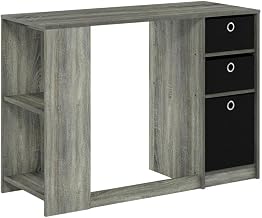 French Oak Grey/Black Modern Computer Study Desk, Sleek Design, Durable Wood Construction, Ideal for Home Office, Modern Workspace