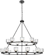 Elegant Lighting Cadence 48" Two-Tier Chandelier in Black