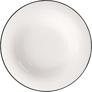 Villeroy & Boch Black Lines Soup Plate White with Black Rim, Dishwasher-Safe, Microwave-Safe, deep Plate for Soup, Premium Porcelain