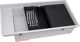 Ruvati 18 x 34 inch Granite Composite Quartz Workstation Kitchen Sink epiStage Dual Mount Single Bowl - White - RVG1650WH