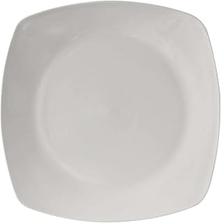 Tuxton China BWH-126C Plate, 12-3/4", Square, Rolled Edge, Microwave and Dishwasher Safe, Oven Proof, Fully Vitrified, Ceramic, DuraTux, White, Pack of 6