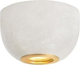 Hudson Valley Lighting Bains Corner 1-Light Flush Mount | Aged Brass & Alabaster Ceiling Light | Compact Luxury Fixture with Natural Stone Veining for Hallway or Bath | 3231-AGB