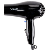 Black 2 Heat / 2 Speed Hair Dryer - 1600W by Conair – 1 Count (Pack of 1), Plastic, Black, Model 047BW
