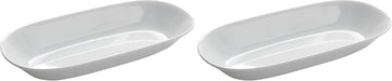 American Metalcraft MLRS16 Oblong Melamine Bowl, 16-7/8" Length, 8-1/4" Width, 2-3/8" Height,White (Pack of 2)